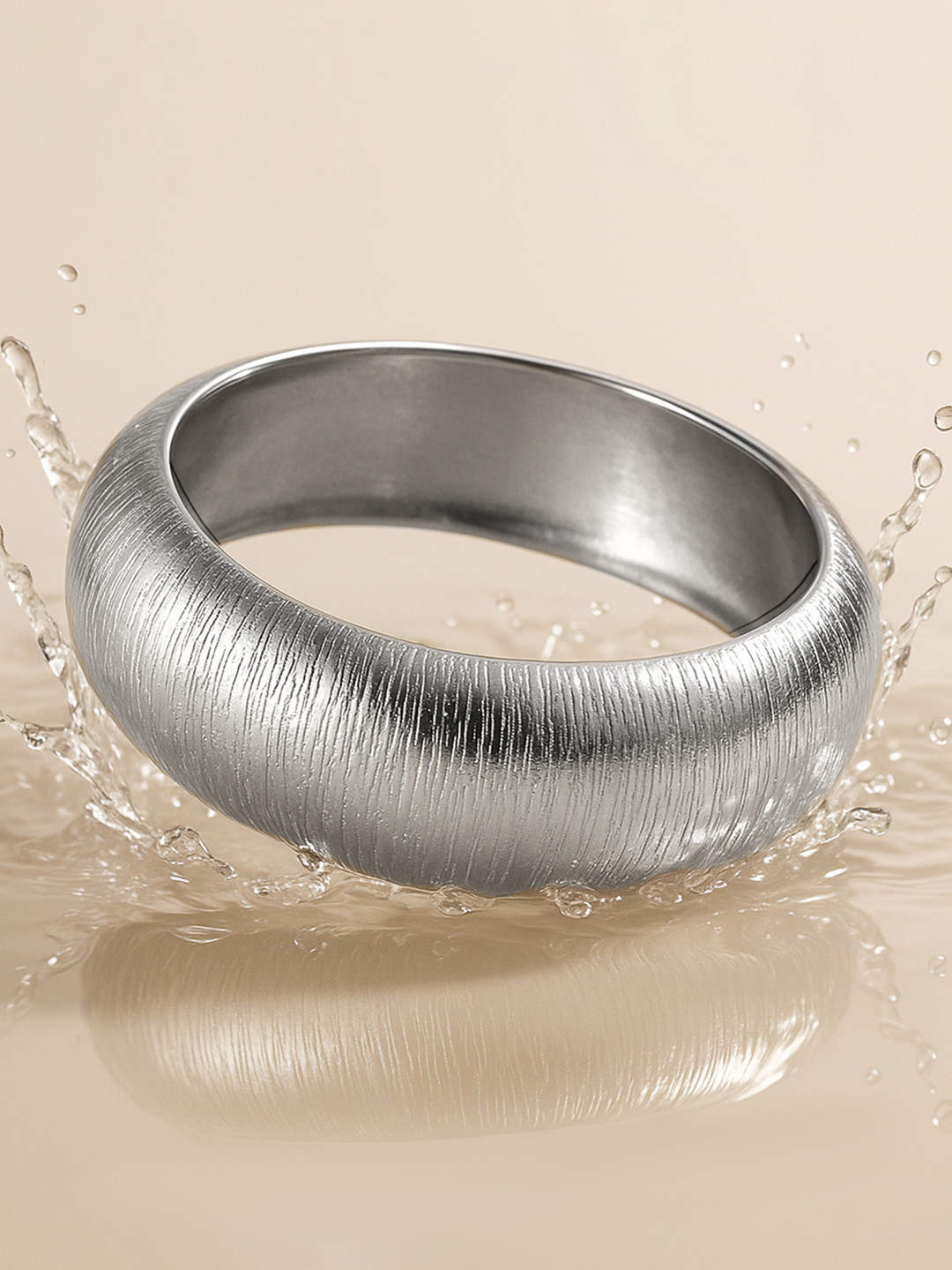 Rubans Silver Plated Textured Bangle Bold & Contemporary Statement Jewelry