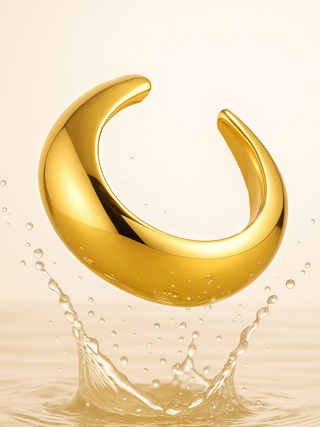 Rubans 18K Gold Plated Sculptural Cuff Bangle Modern Bold Bracelet