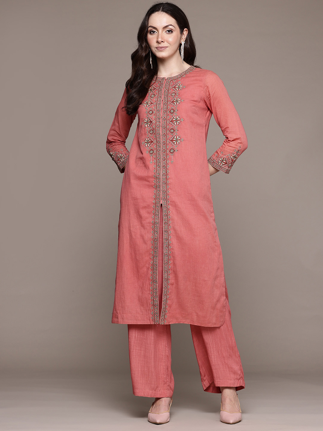 Ritu Kumar Alina Cut Ethnic Motifs Embroidered Thread Work Kurta with Trousers