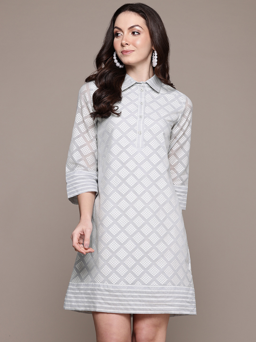 Ritu Kumar Cotton Jacquard Shirt Dress