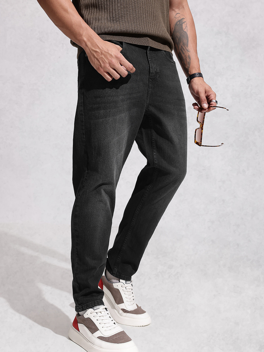 WROGN Men Slim Ankle Light Fade Stretchable Jeans