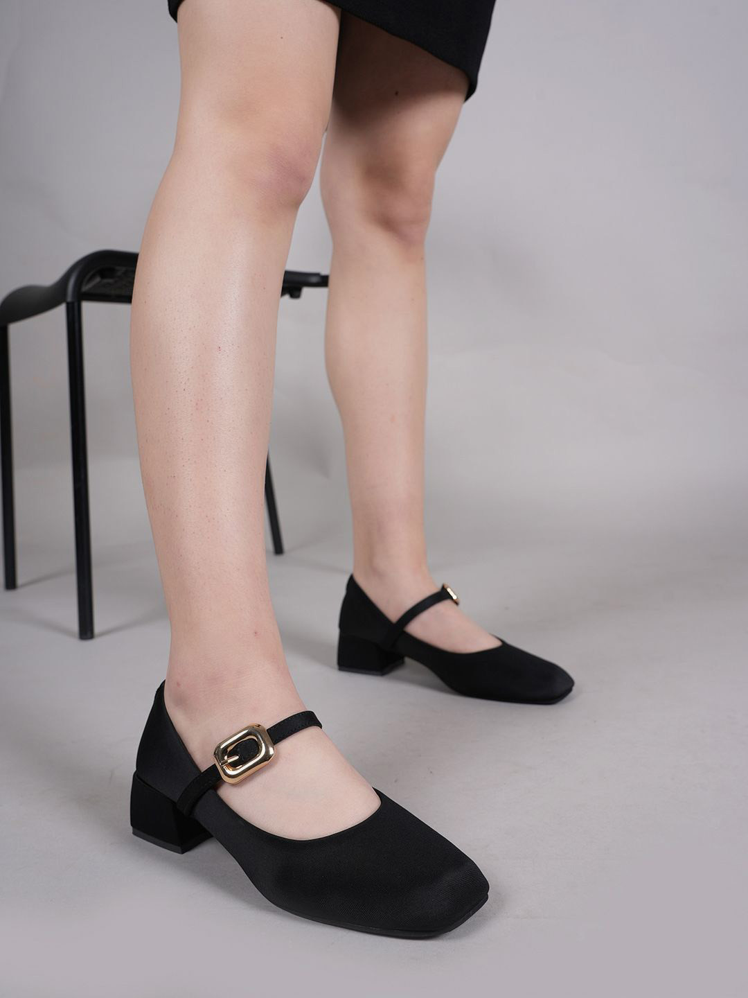 Lavie Women Square Toe Mary Jane Block Heel Pumps With Buckles