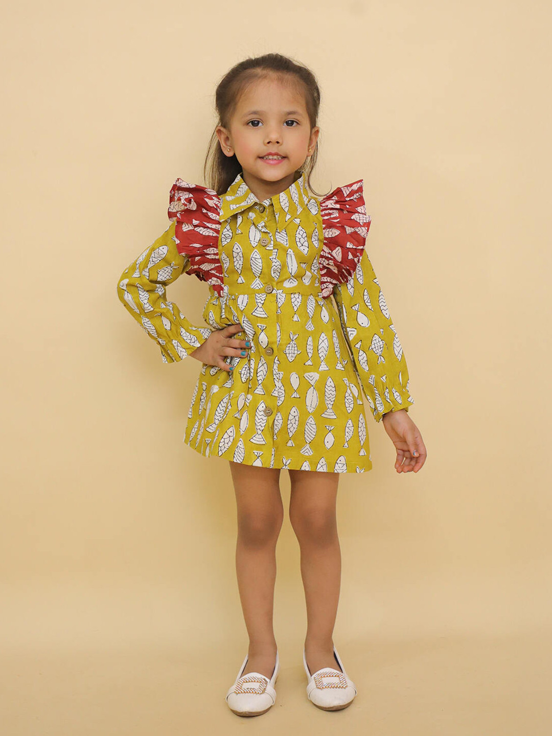 LITTLE GINNIE  Kids-Girls Print  A-Line  Button Closure Dress