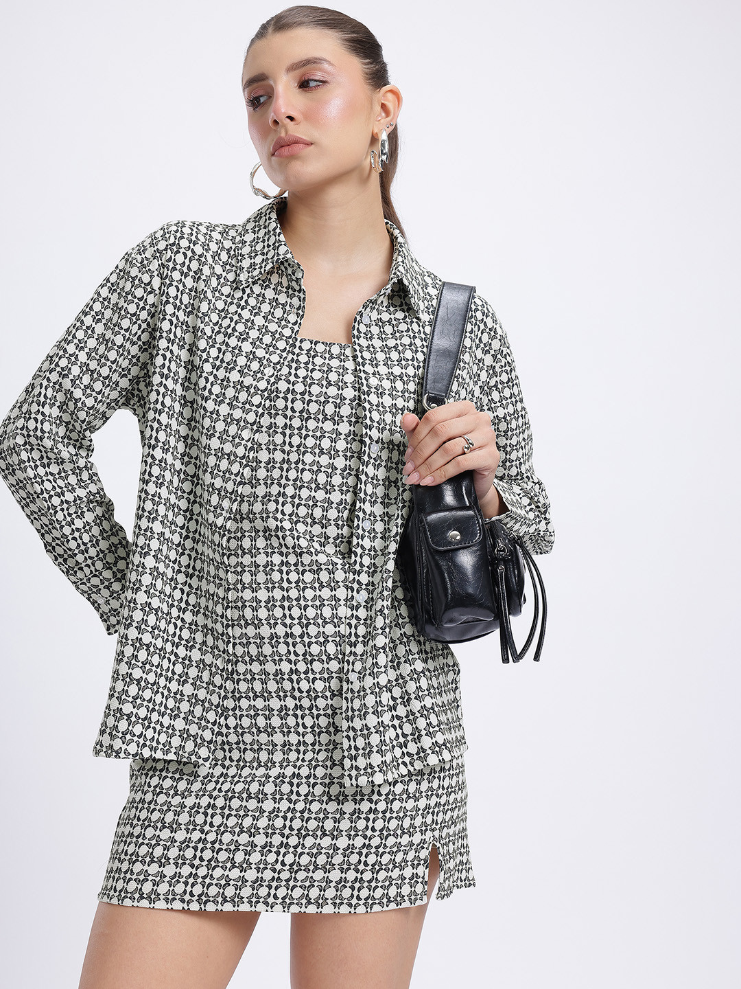 glitchez Printed Mini Dress with Shirt