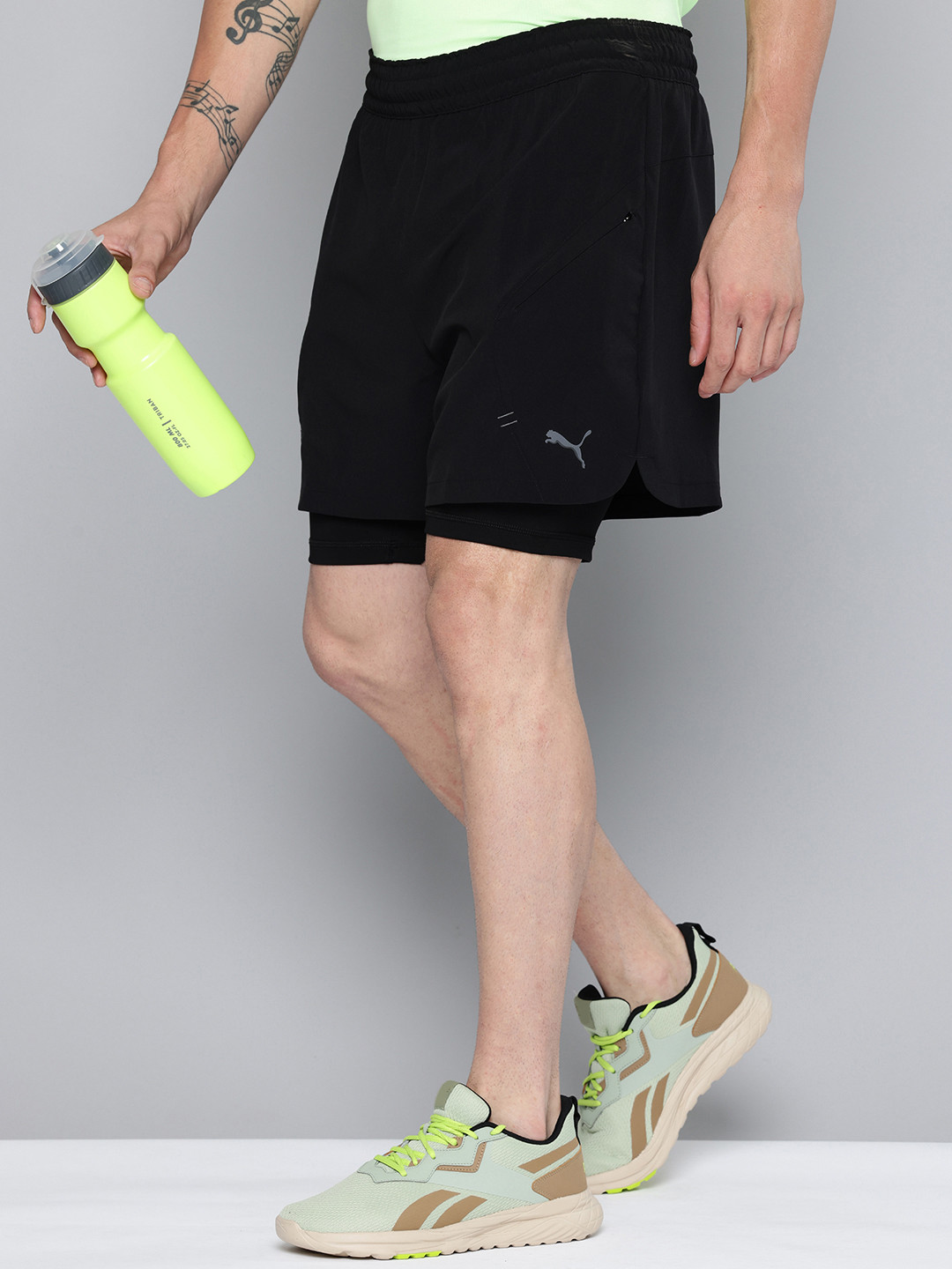 Puma Men Move 2-in-1 Skinny Fit Drycell Training Shorts With Inner Tights