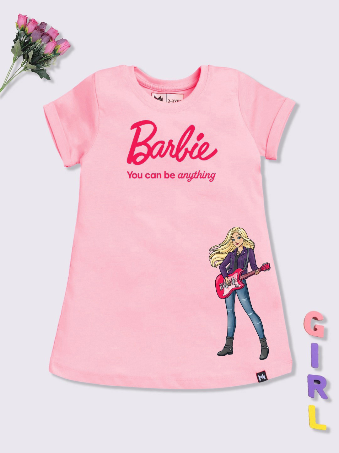 YK X Minute Mirth Girls Cartoon Printed Cotton A-Line Dress