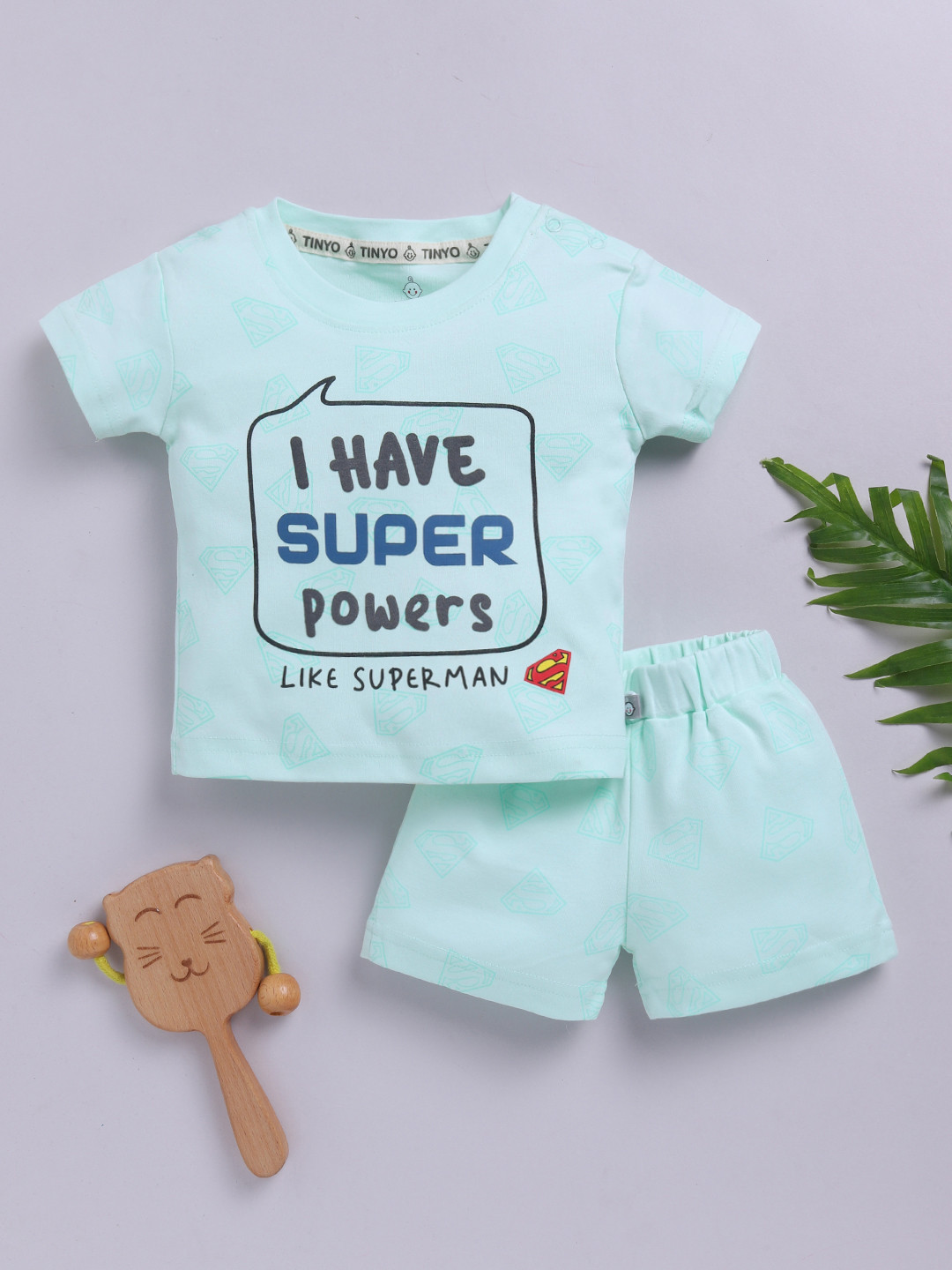 YK X Tinyo Boys Printed Pure Cotton T-shirt with Shorts