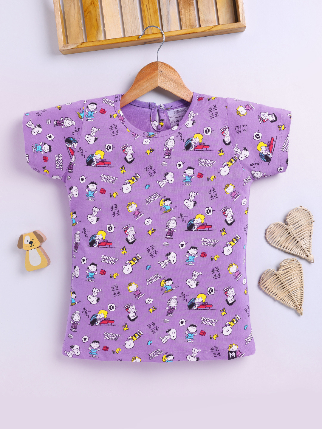 YK X Minute Mirth Girls Pure Cotton Peanuts Printed Top