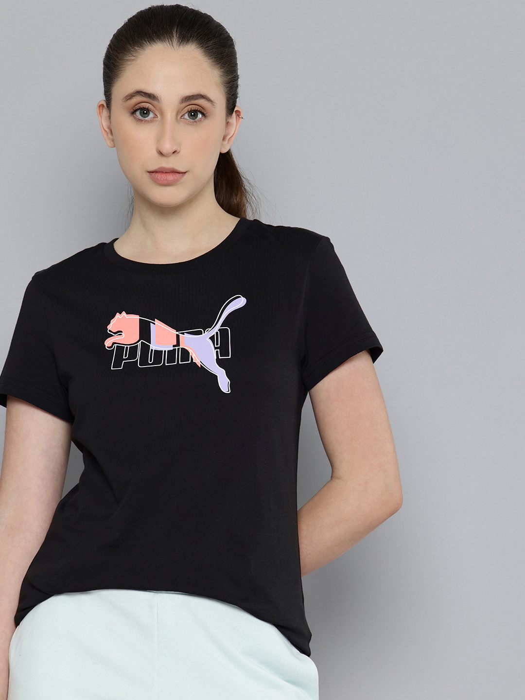 Puma LOGO LAB Brand Logo Printed Pure Cotton T-Shirt