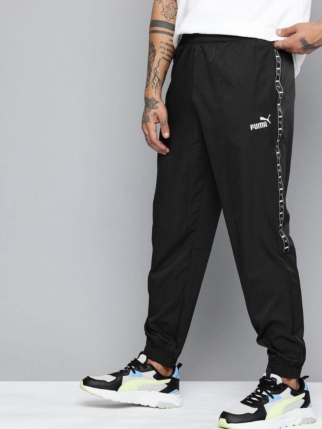 Puma Men Essentials Brand Logo Tape Joggers