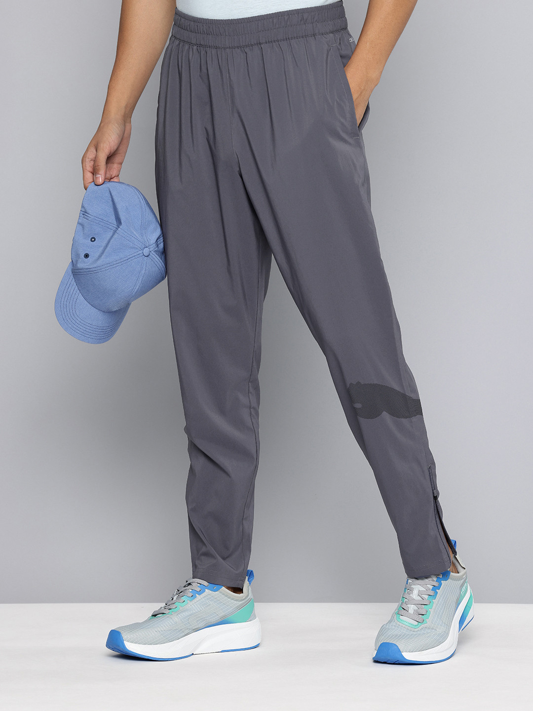 Puma Men Train All Day Big Brand Logo Printed Drycell Woven Training Track Pants