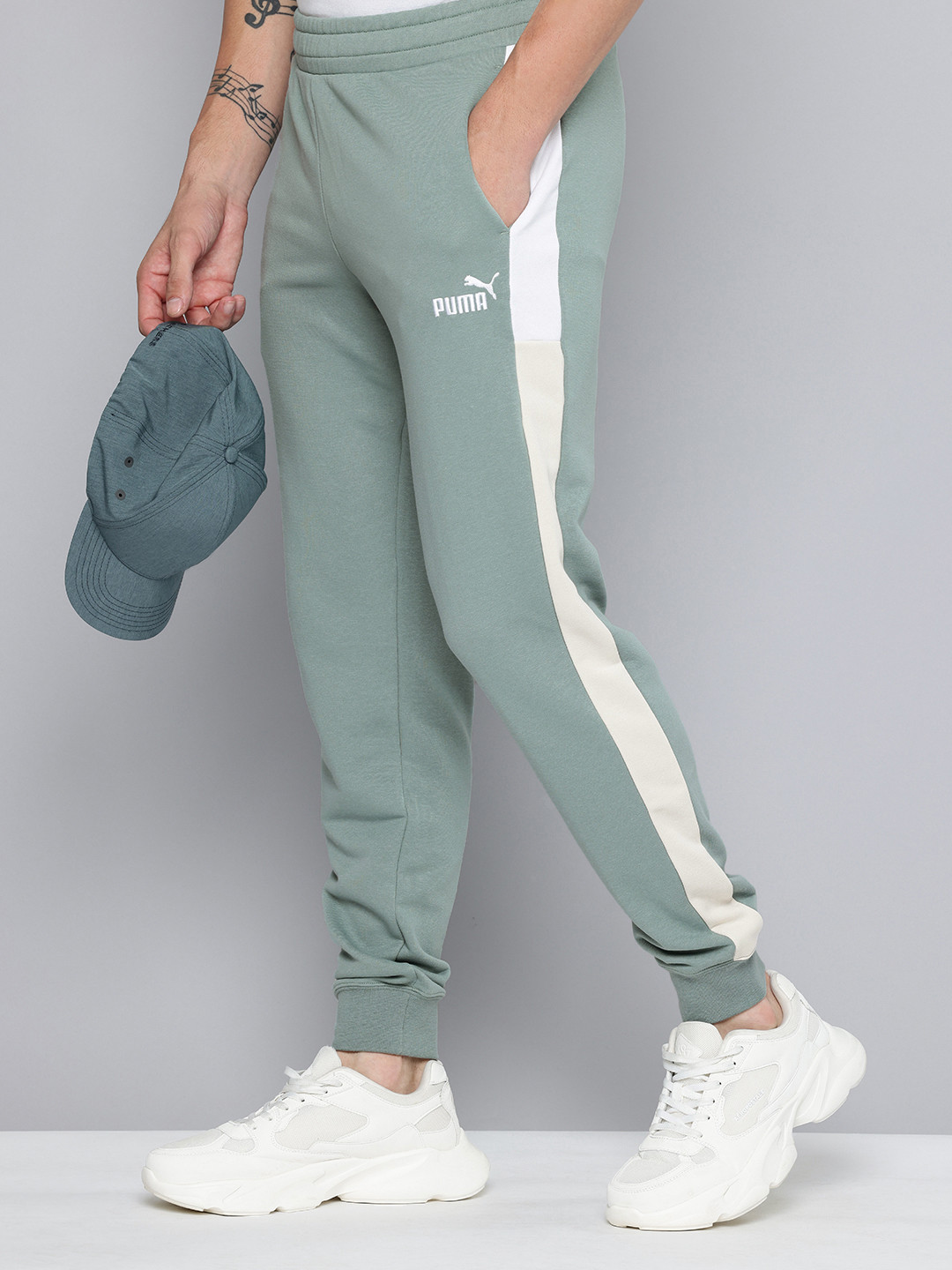 Puma Men Colourblock Side Striped Outdoor Joggers