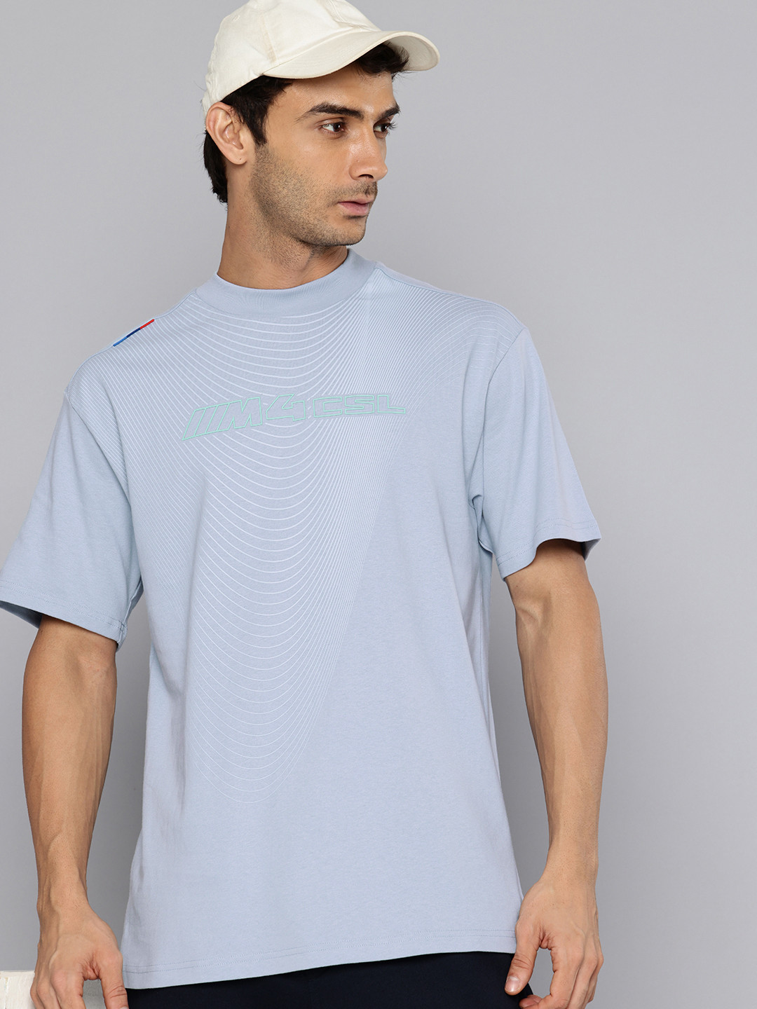 PUMA Motorsport BMW Geometric Printed Drop-Shoulder Sleeves Pure Cotton Relaxed Fit T-shirt