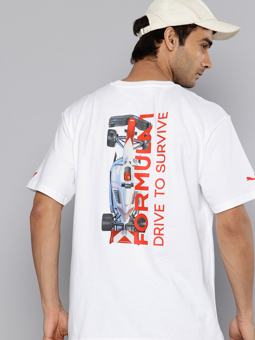 PUMA Motorsport F1 Drive to Survive Printed Drop-Shoulder Sleeves Pure Cotton Relaxed Fit T-shirt