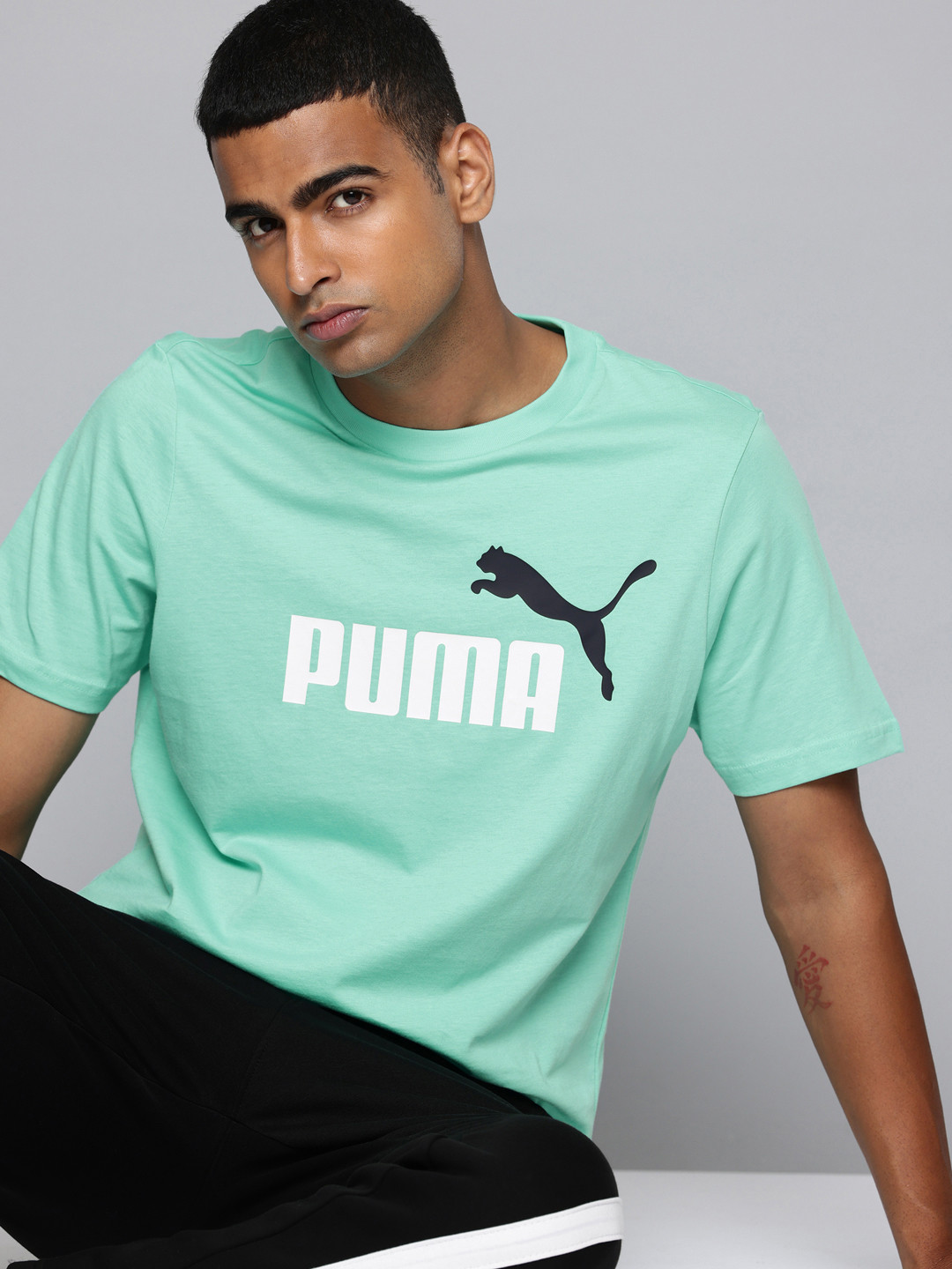 Puma Pure Cotton Two Colour Brand Logo Printed T-shirt