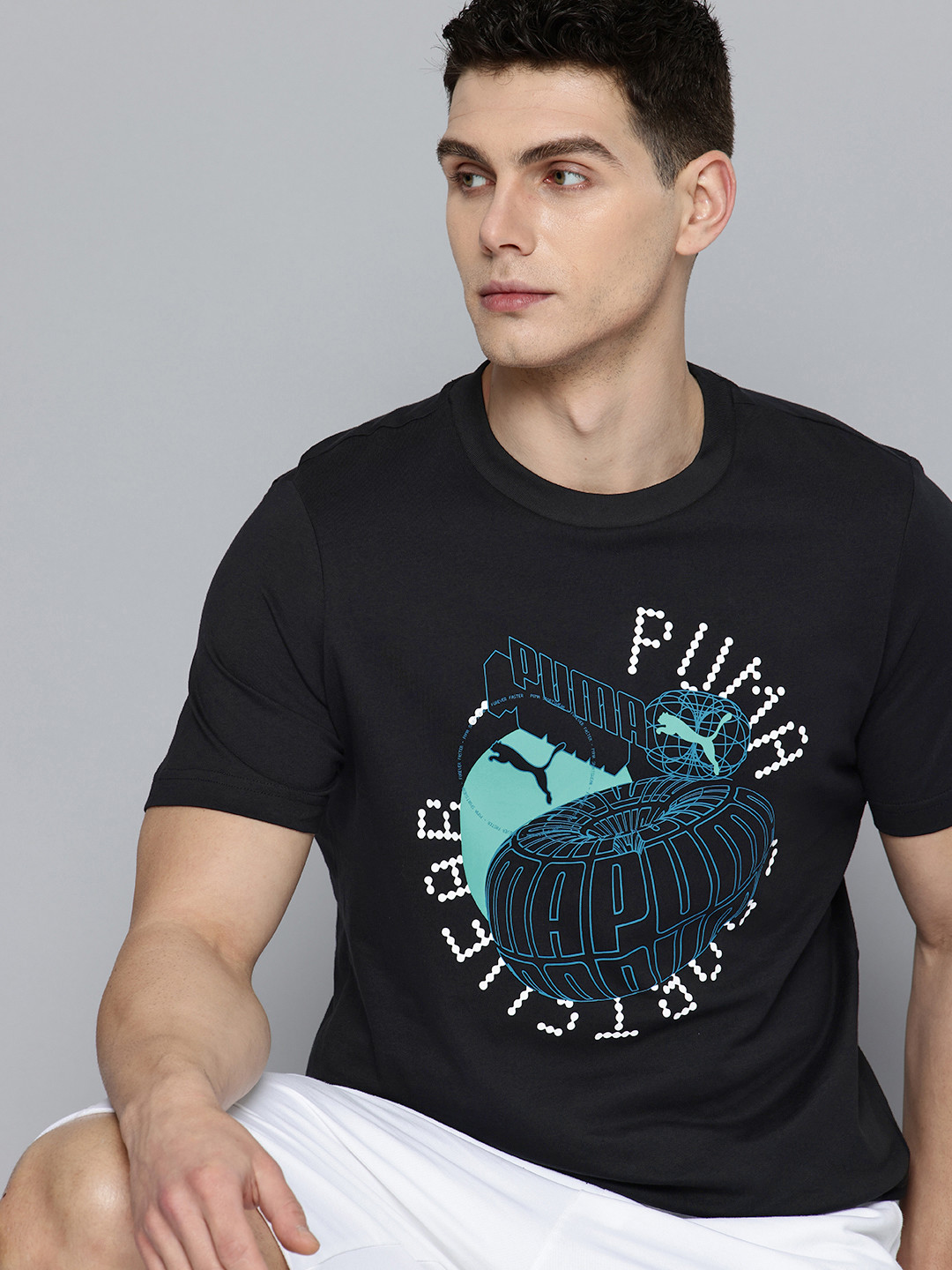 Puma Graphics Execution Brand Logo Printed Pure Cotton T-shirt