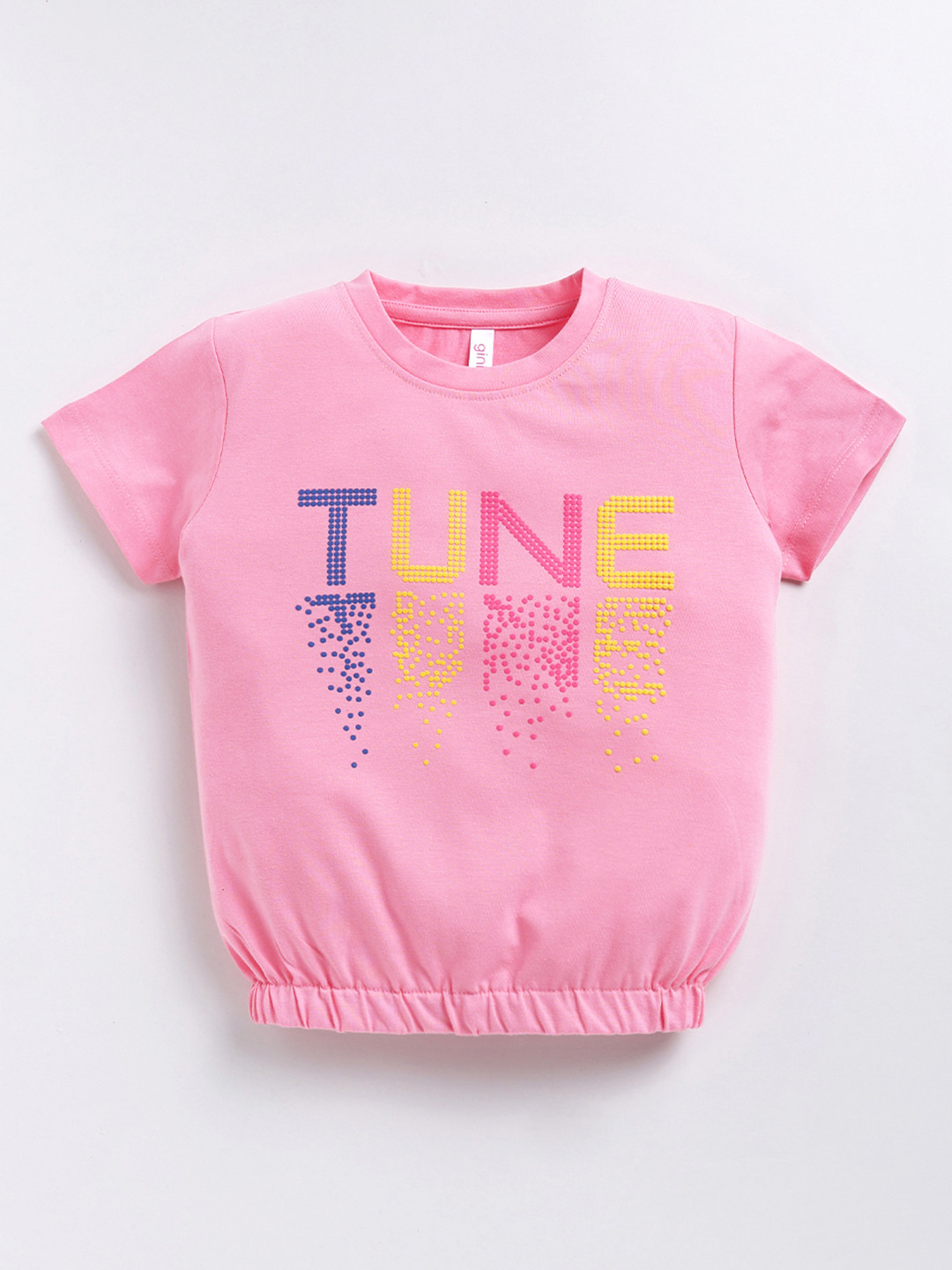 Ginie Girls 3D Typography Printed Breathable Top