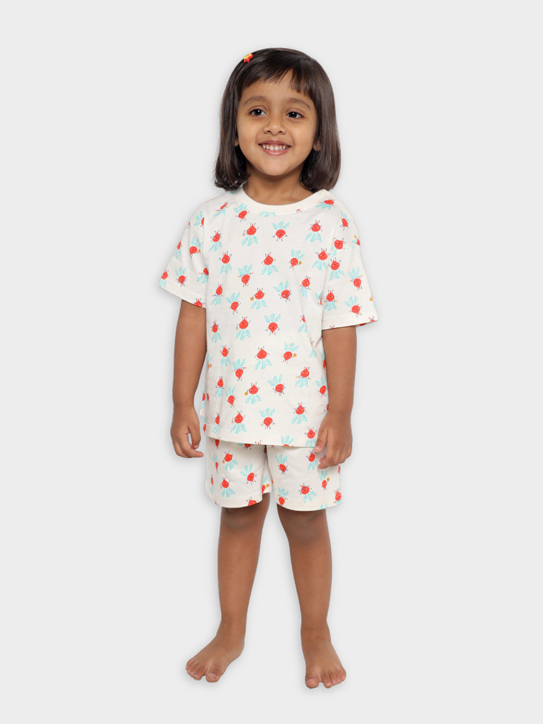Orange Sugar Kids Printed T-shirt With Shorts