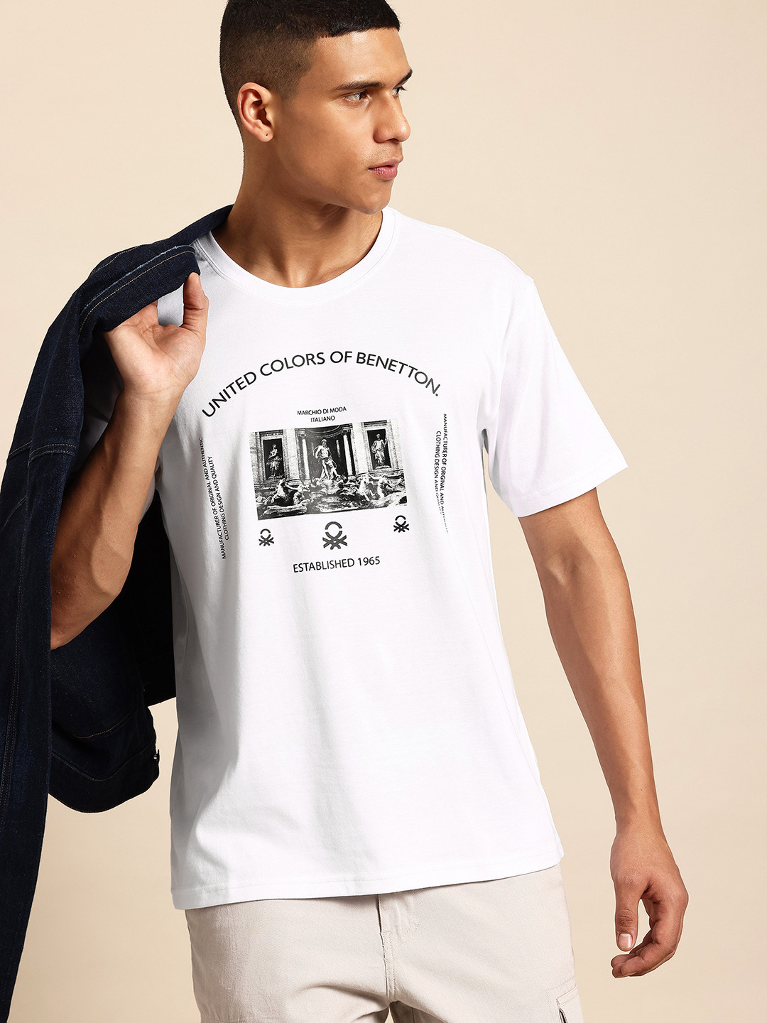 United Colors of Benetton Men Graphic Print Boxy T-shirt