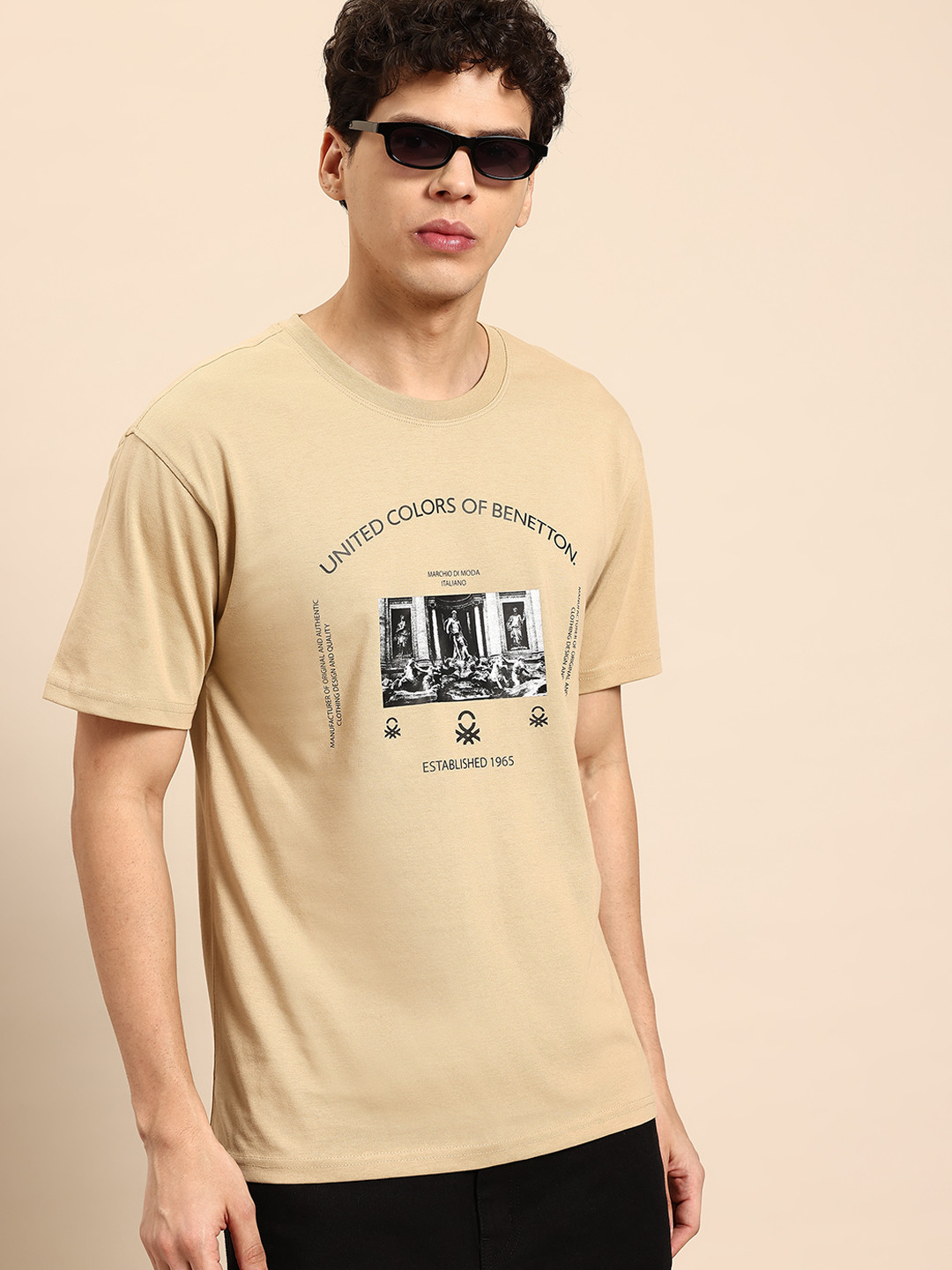 United Colors of Benetton Men Graphic Print Boxy T-shirt