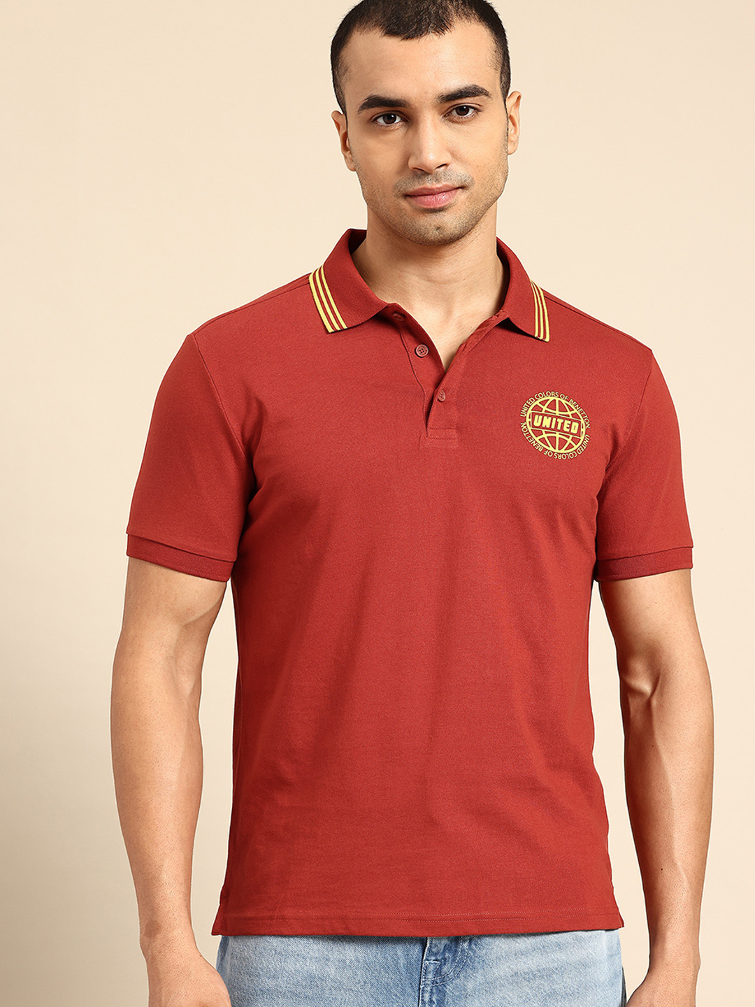 United Colors of Benetton Contrast Trims Polo Collar T-shirt