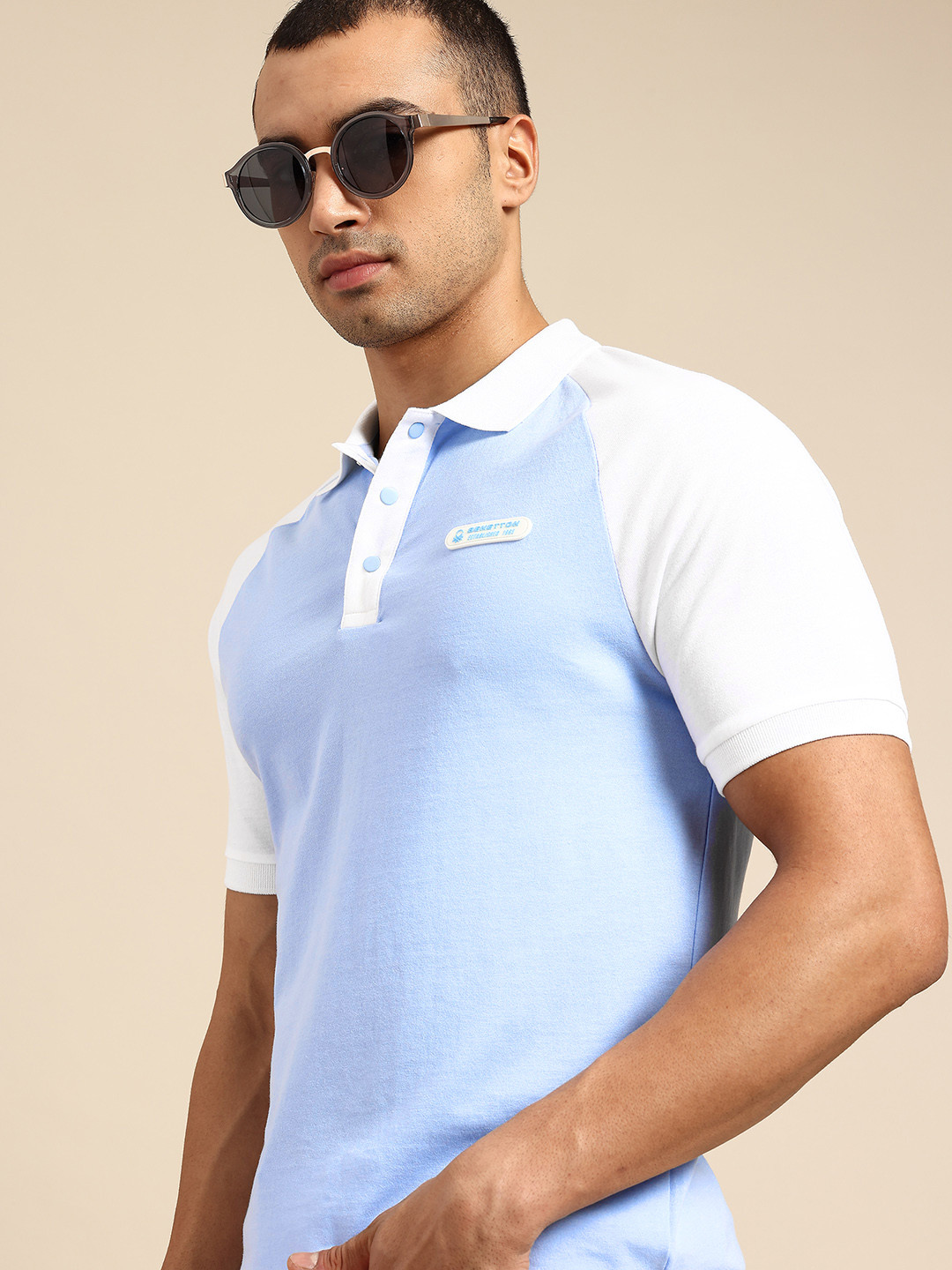 United Colors of Benetton Raglan Sleeves Polo Collar Longline T-shirt