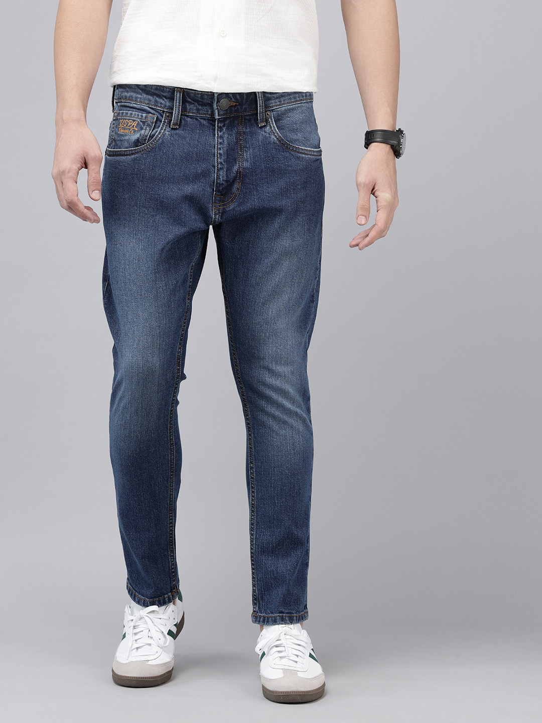U.S. Polo Assn. Denim Co. Men Henry Cropped Skinny Fit Light Fade Stretchable Jeans