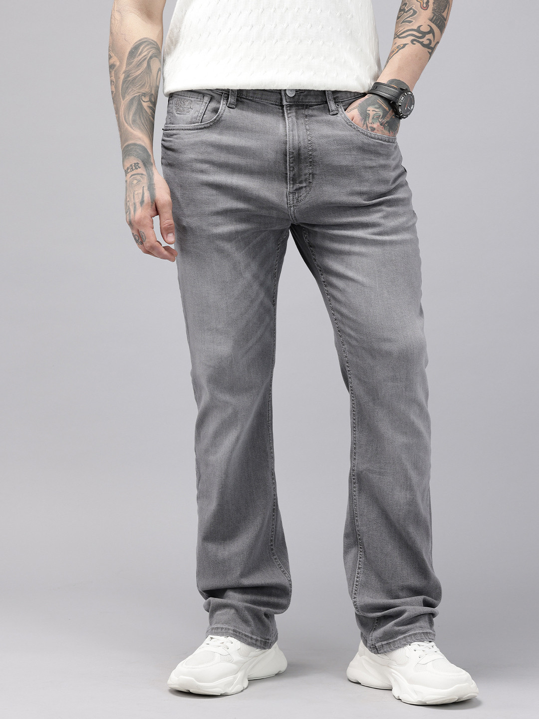 U.S. Polo Assn. Denim Co. Men Connor Boot Cut Fit Light Fade Stretchable Jeans