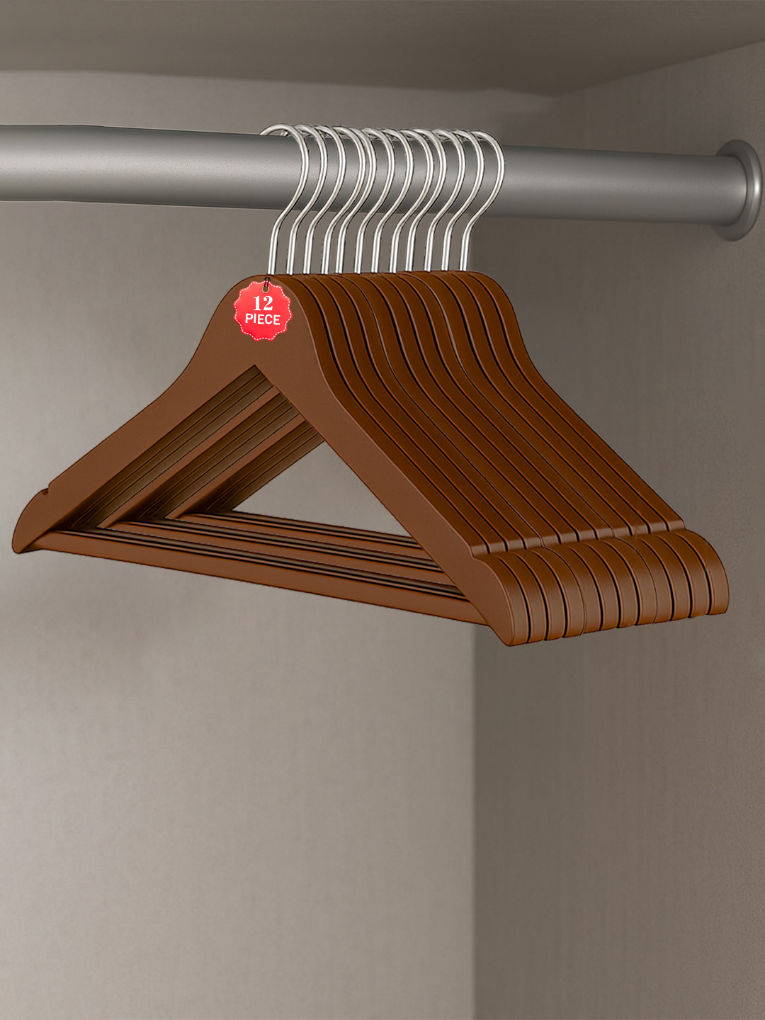 Kuber Industries Brown 12 Pieces Rotatable Dress Hangers for Clothes Hanging