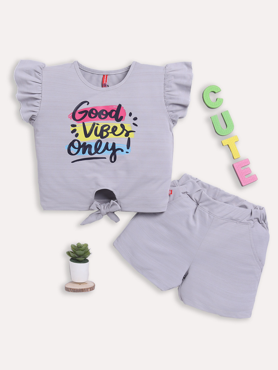 Here&Now X Game Begins Girls Printed Top with Shorts