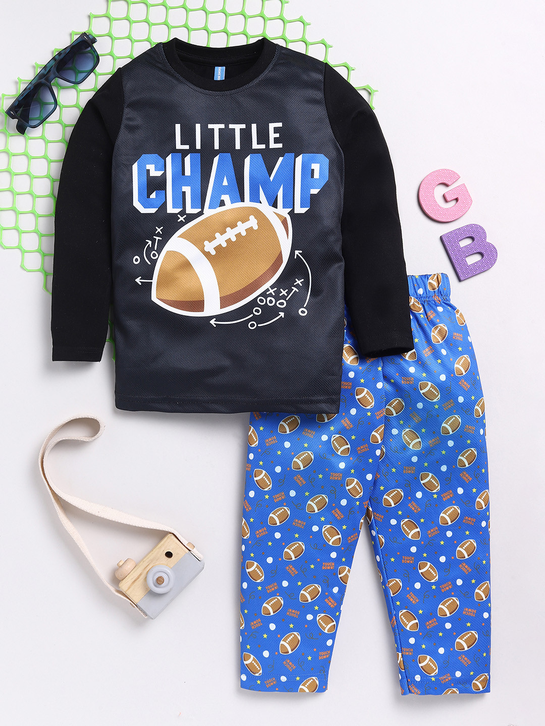 Here&Now X Game Begins Boys Printed Long Sleeves T-Shirt with Trousers