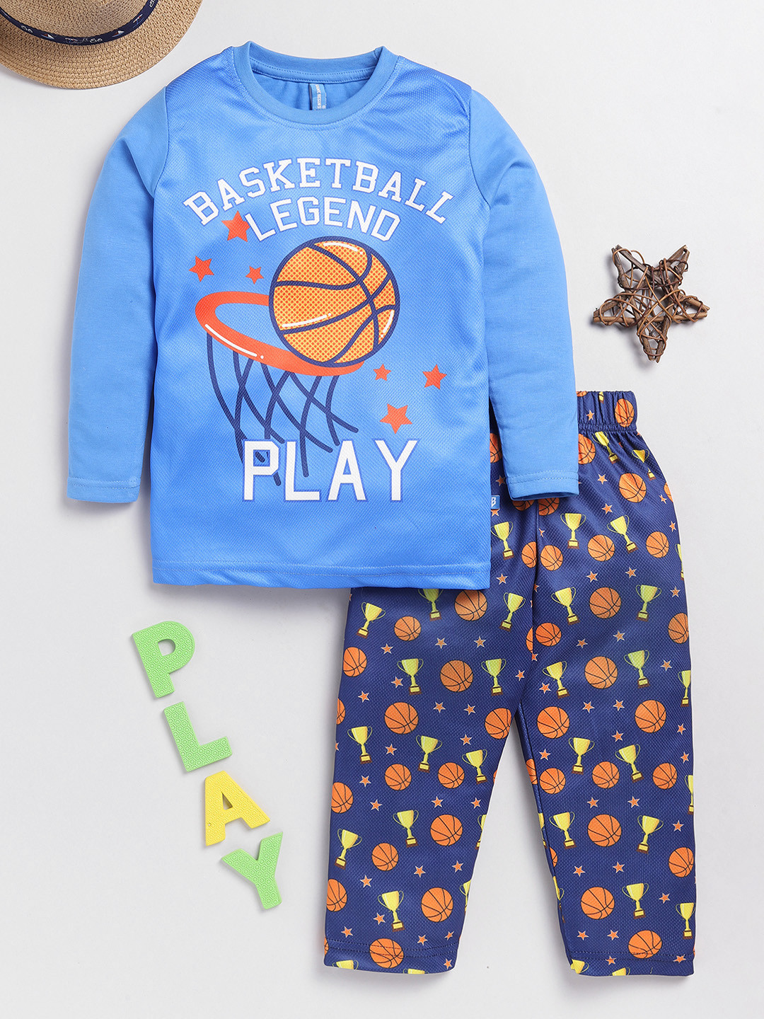 Here&Now X Game Begins Boys Basket Ball Legend Printed T-shirt with Pyjamas