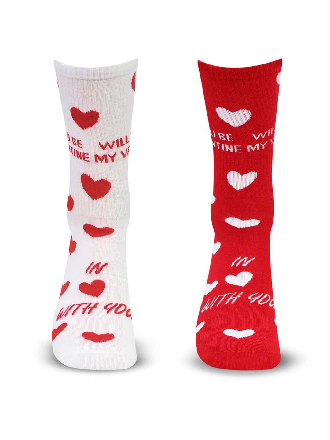 Bonjour Couple Pack Of 2 Patterned Cotton Calf-Length Socks