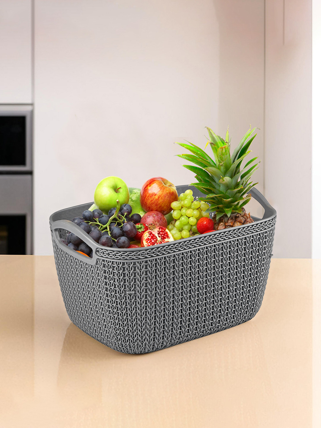 Kuber Industries Grey Self Design Multi-Purpose Basket For Storage