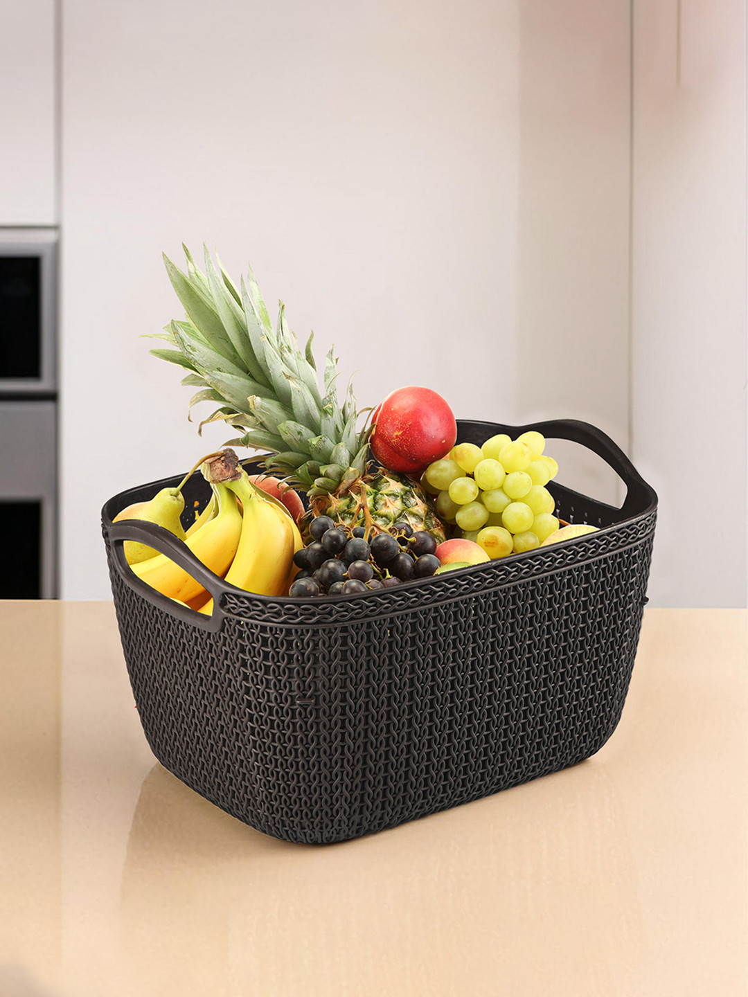 Kuber Industries Brown Self Design Multi-Purpose Storage Basket Organiser