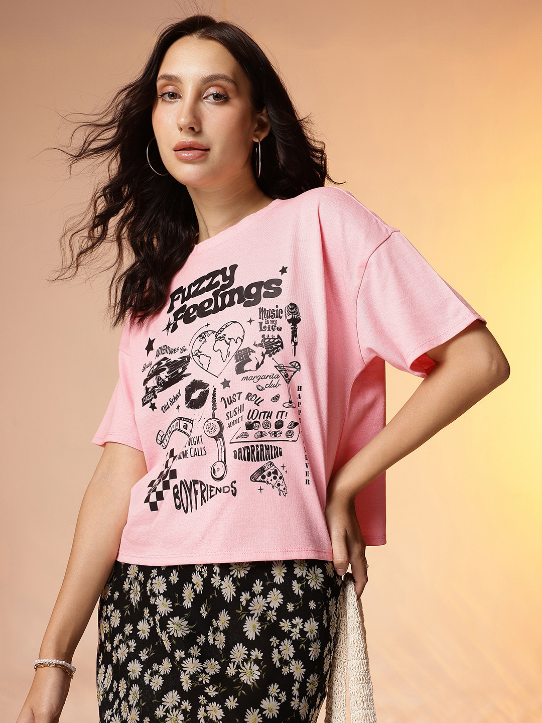 CORSICA Printed Drop-Shoulder Sleeves Relaxed Fit T-shirt