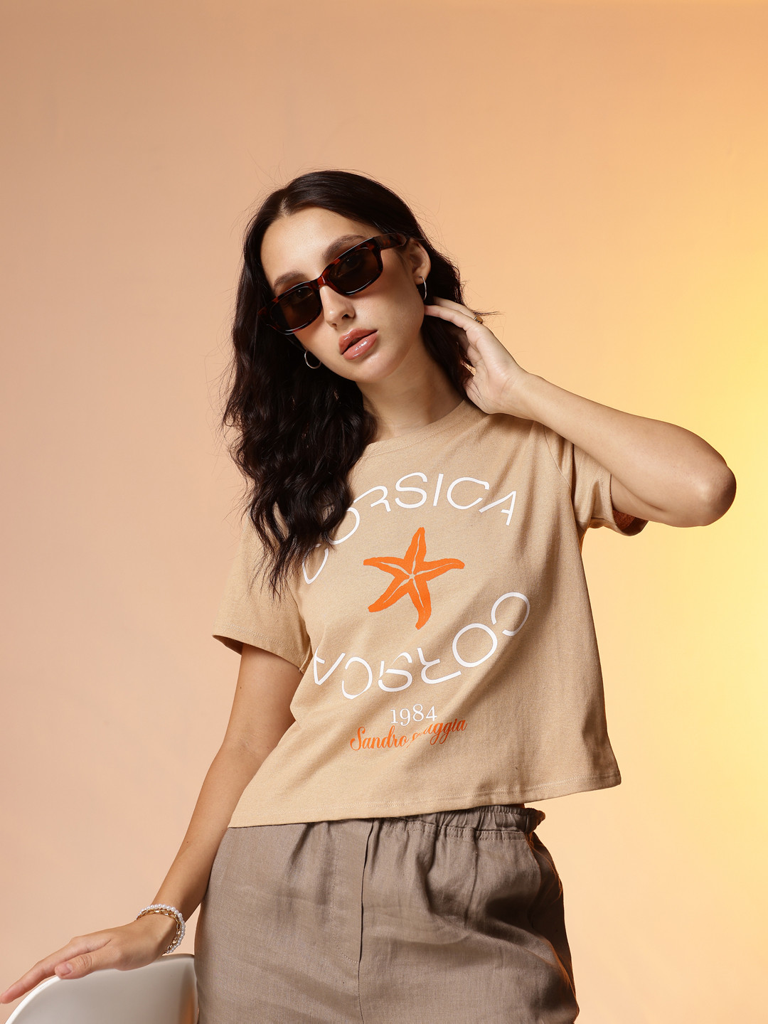 CORSICA Brand Logo Printed Drop-Shoulder Sleeves Relaxed Fit T-shirt