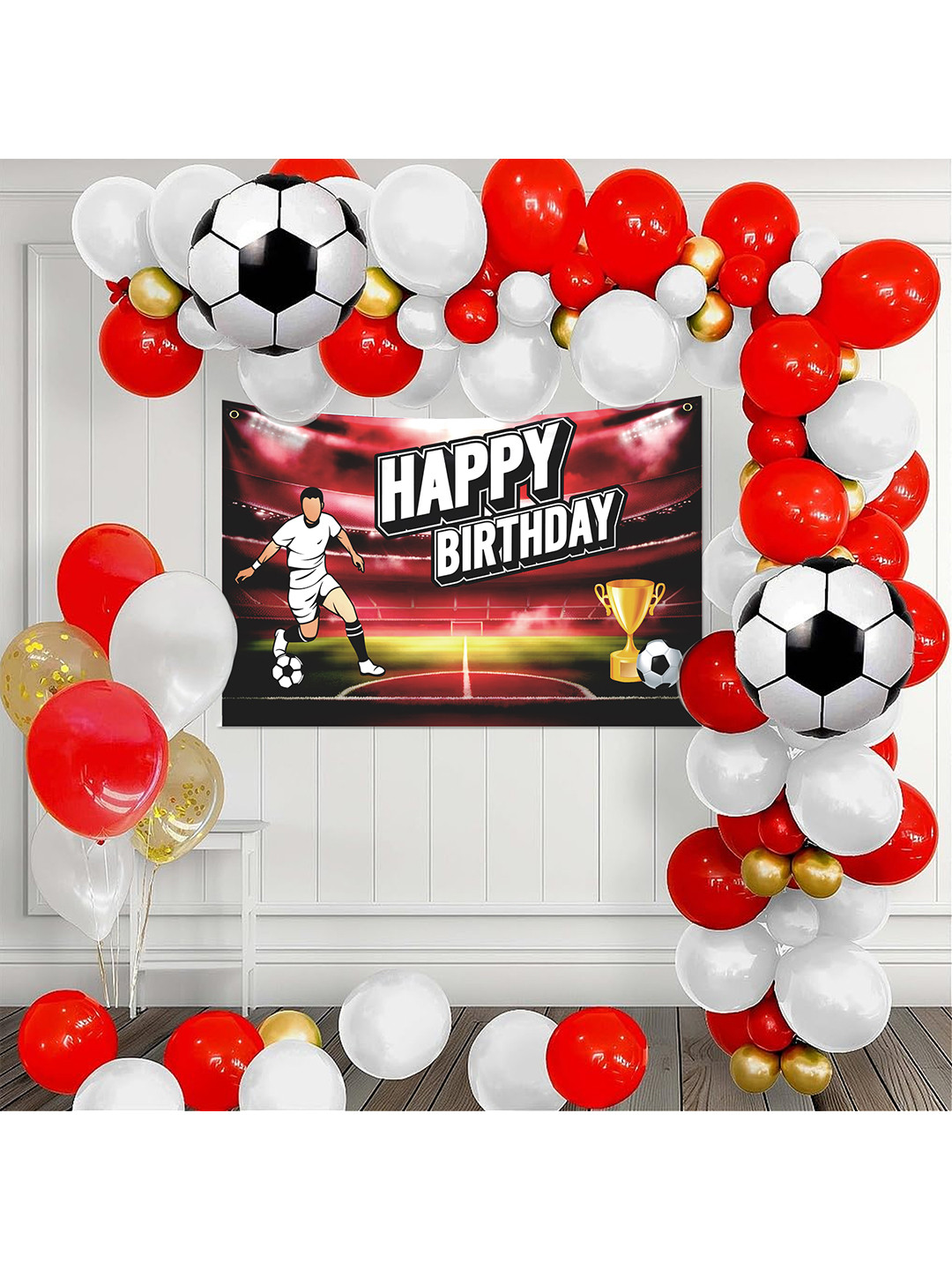 Special You 49-Pcs Red & White Football Theme Birthday Decoration