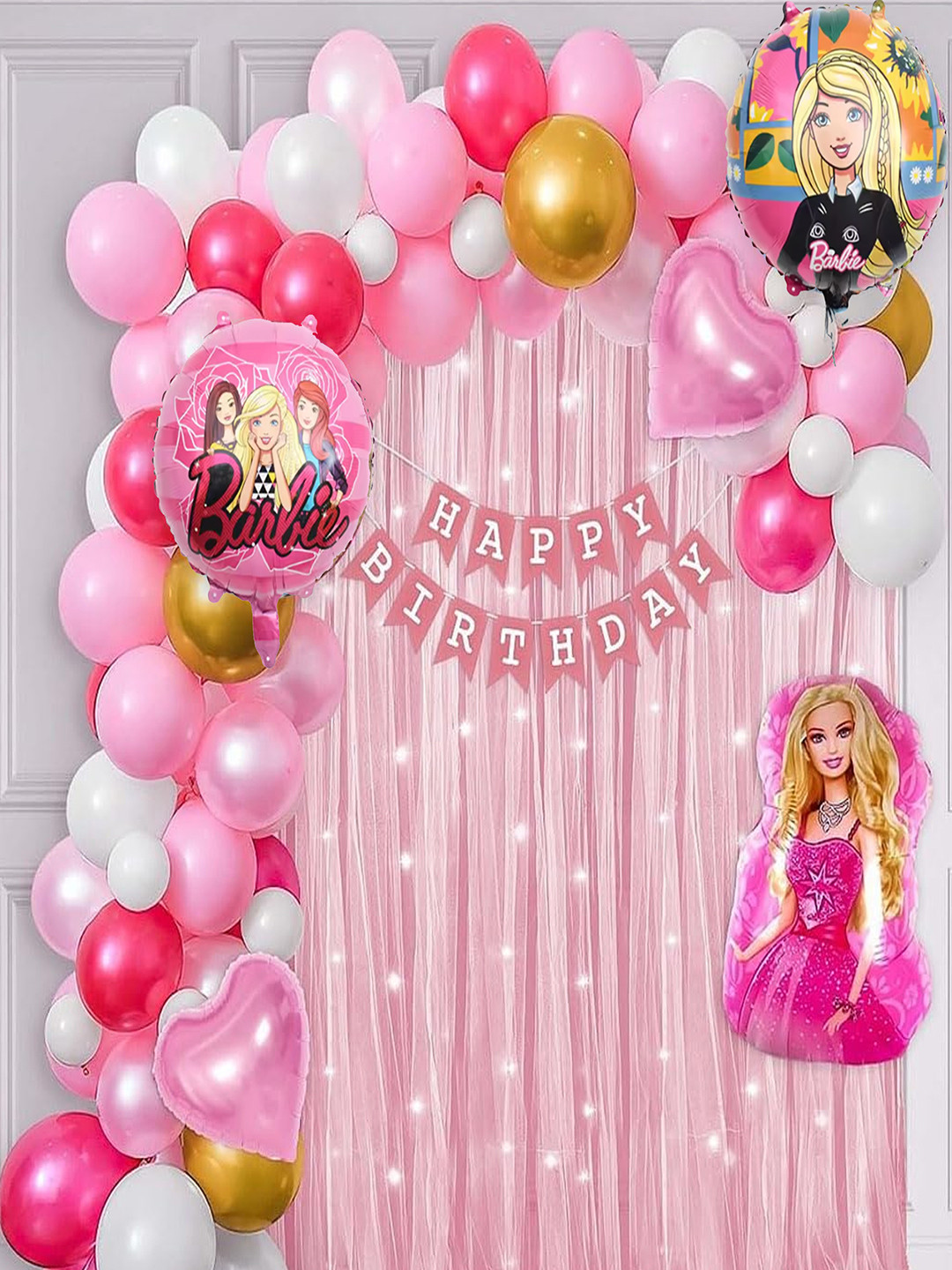 Special You 68 Pcs Pink & White Birthday Decorations