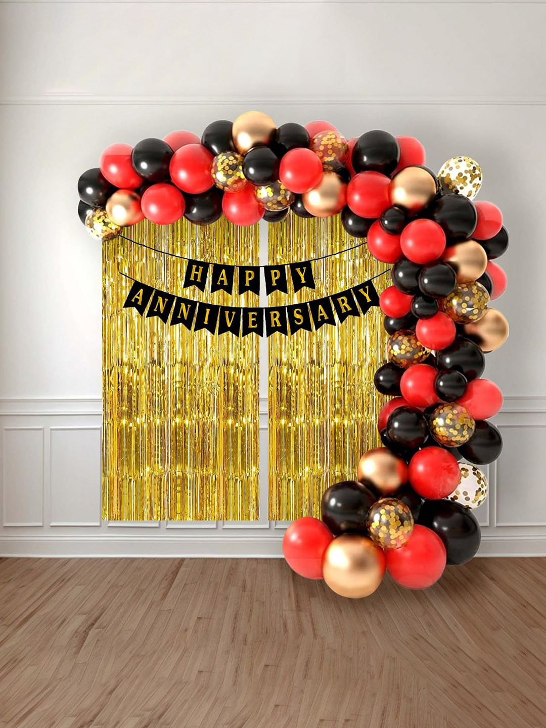 Special You 58-Pcs Red & Black Balloon Happy Anniversary Dcor