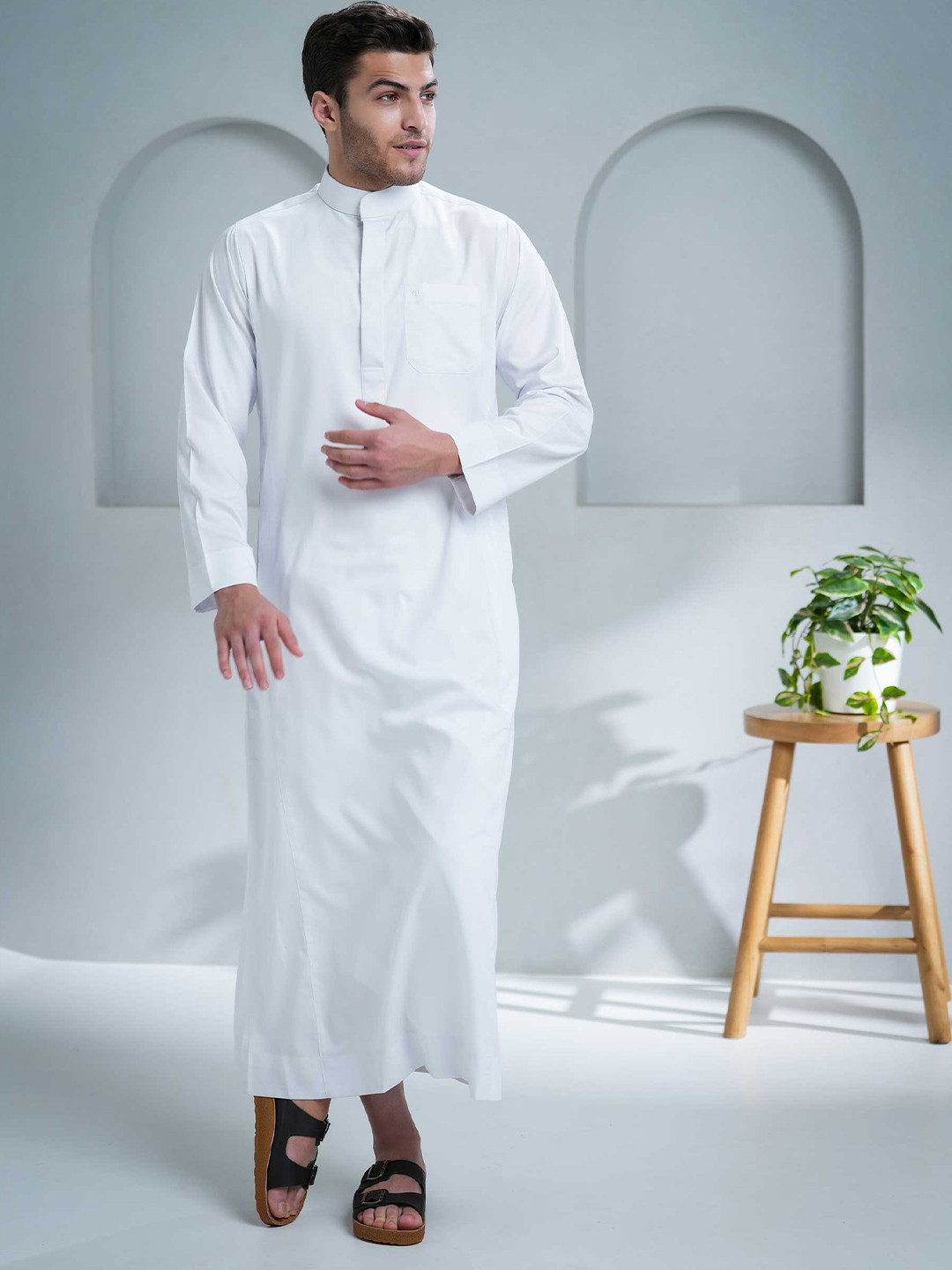 MASHROO Yoke Design Mandarin Collar A-Line Kurta