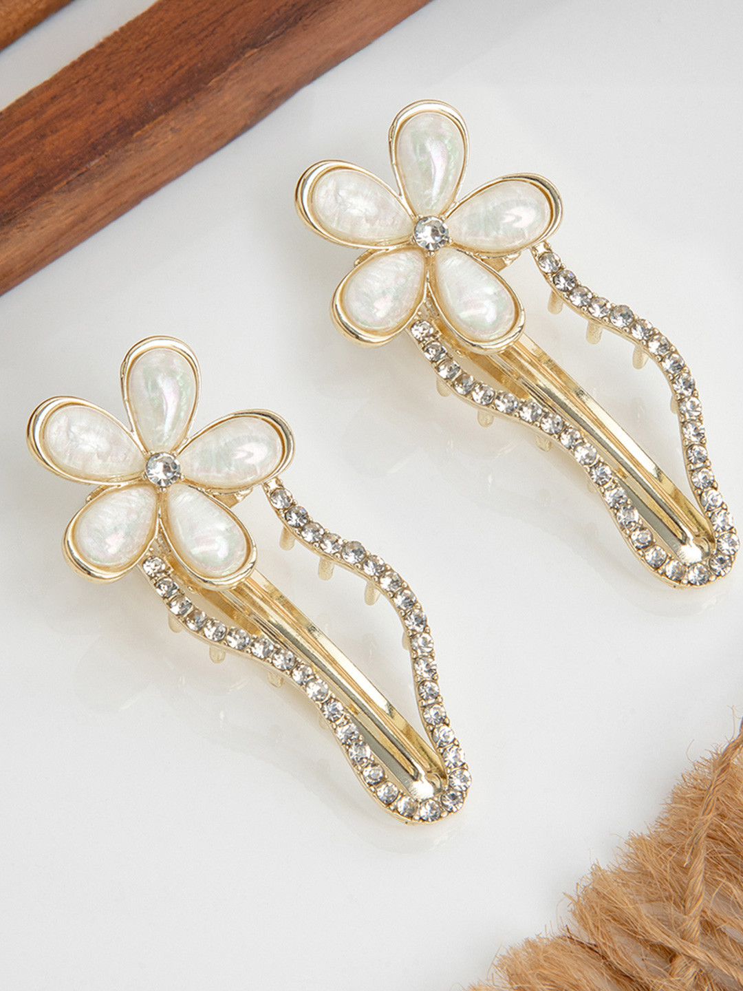 Radhu & Kabby Women Set of 2 Embellished Alligator Hair Clips