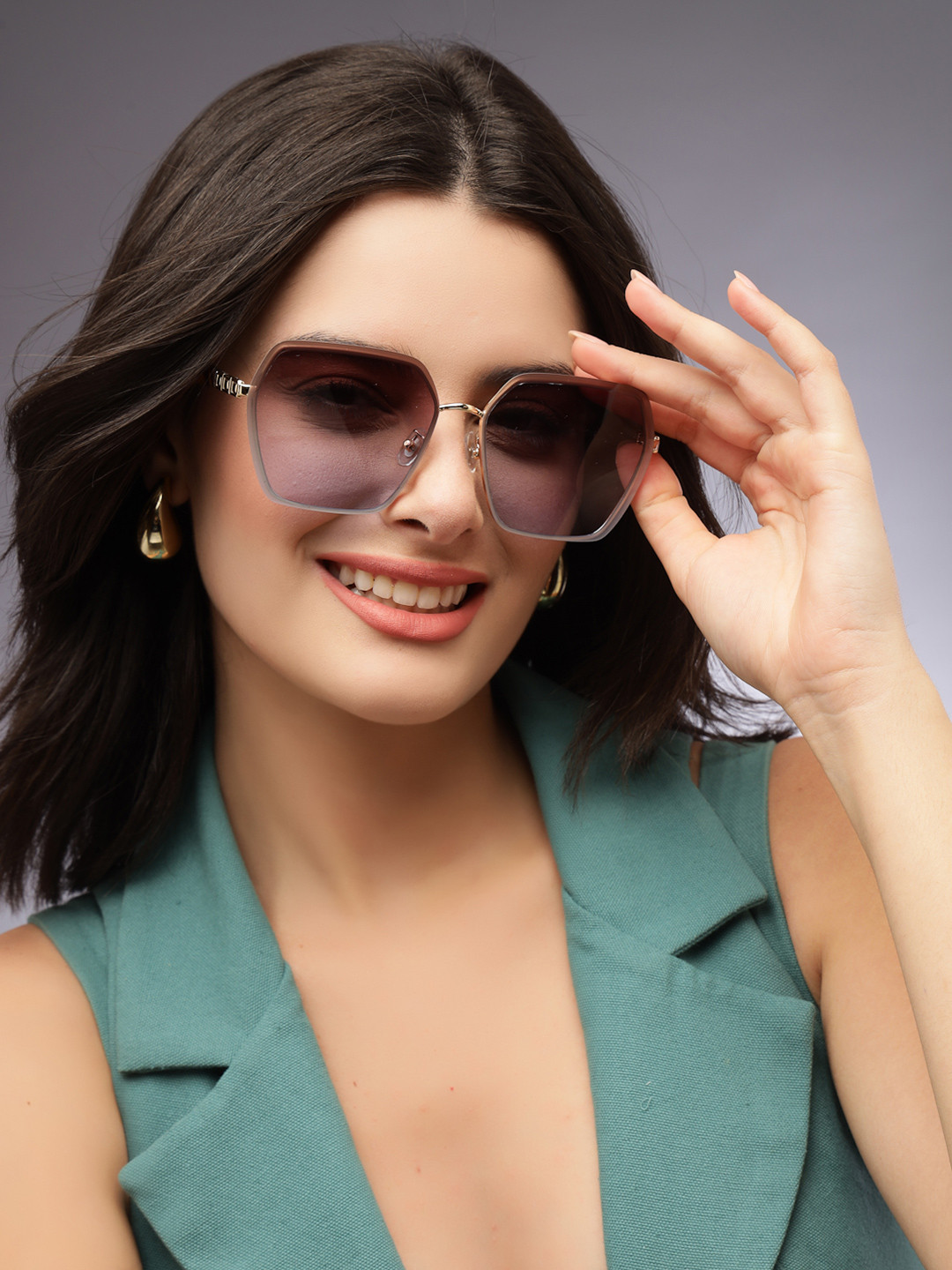 HASHTAG EYEWEAR Women Oversized Sunglasses and UV Protected Lens SEVA-5G22-BRN