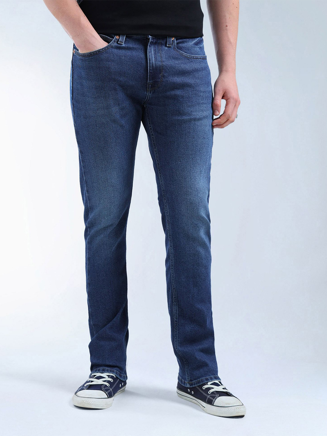 Flying Machine Men Classic Regular Fit Mid-Rise Light Fade Stretchable Jeans