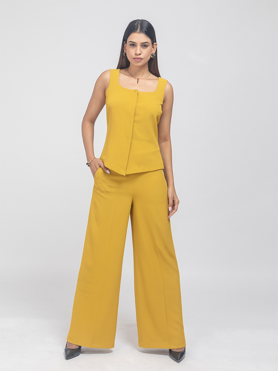 D'Almirah V Neck Top With Trousers Co-Ords Set