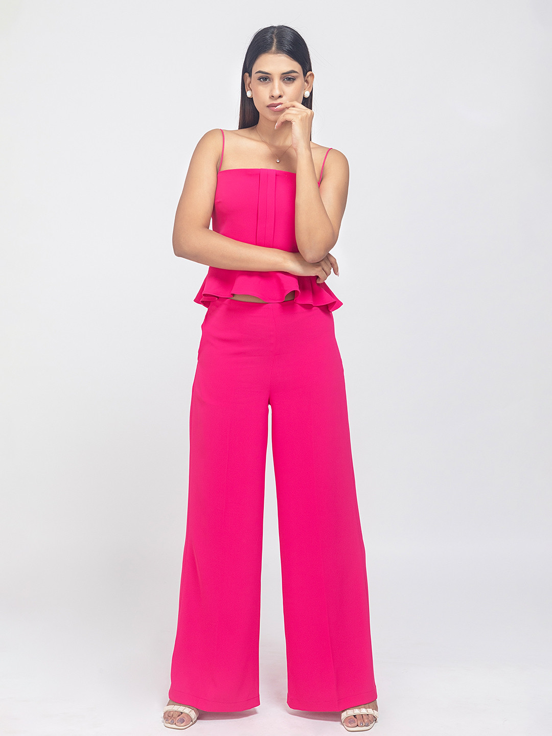 D'Almirah Rosy Rebellion Square Neck Top With Trouser