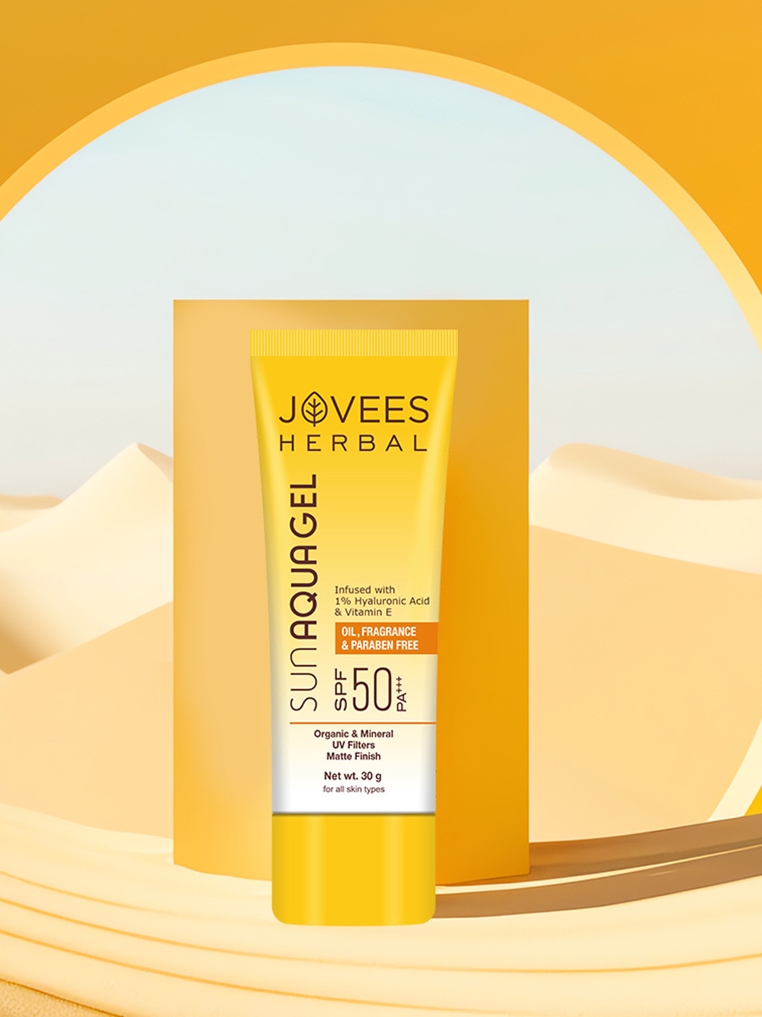 Jovees Herbal Sun Aqua Gel SPF 50 PA+++ infused With 1% Hyaluronic Acid - 30g