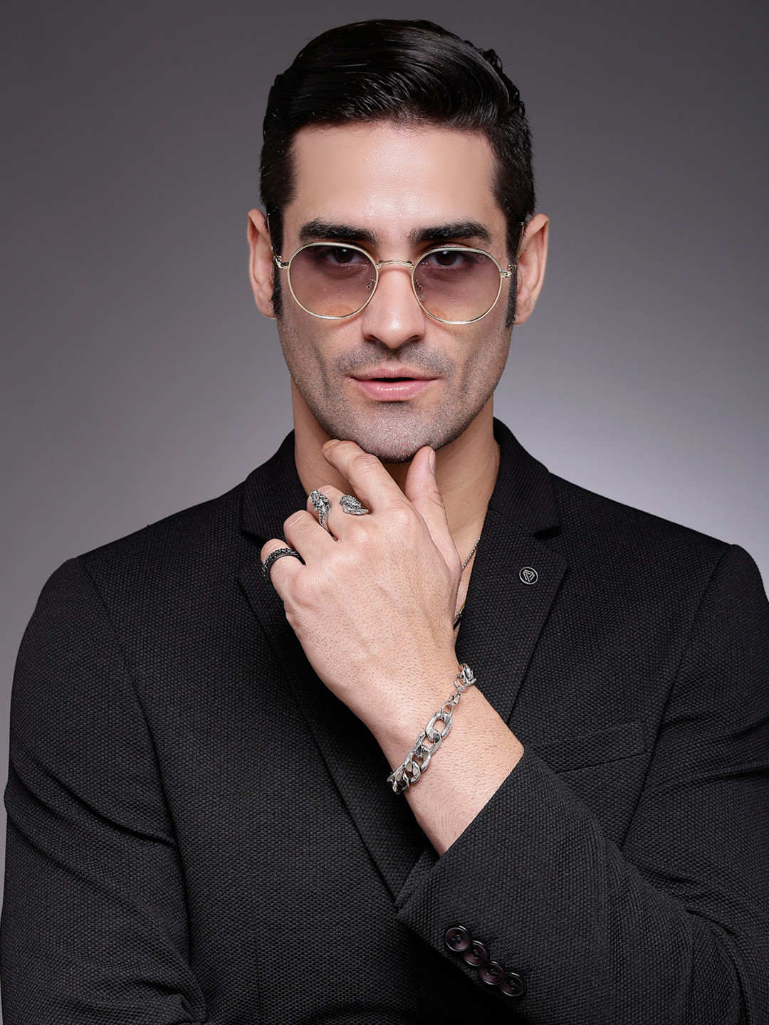 HASHTAG EYEWEAR Men Oval Sunglasses with Polarised and UV Protected Lens ICE-S2332-C4