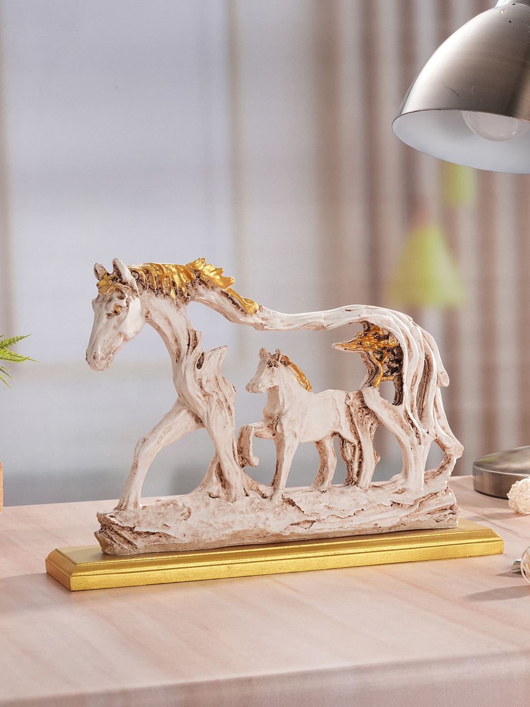 TIED RIBBONS Baby Horse Gold Polyresin Matte Living Room Small Showpiece - 8.1 Inches