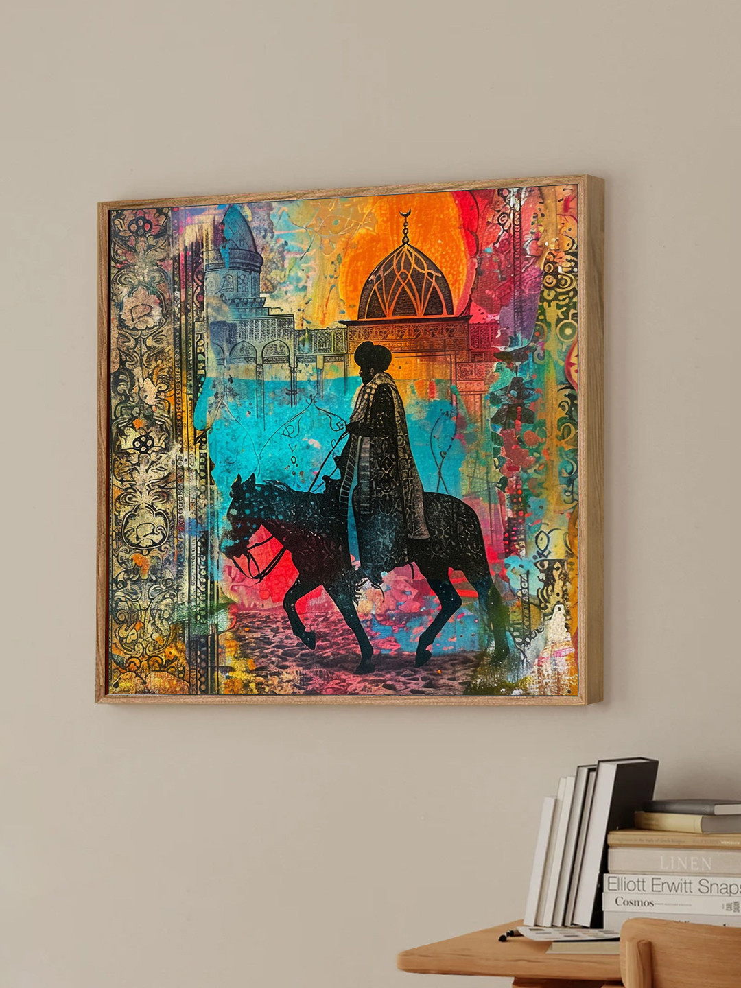 Art Street Black & Orange 1 Piece Arabic Man Riding A Horse Canvas Wall Art